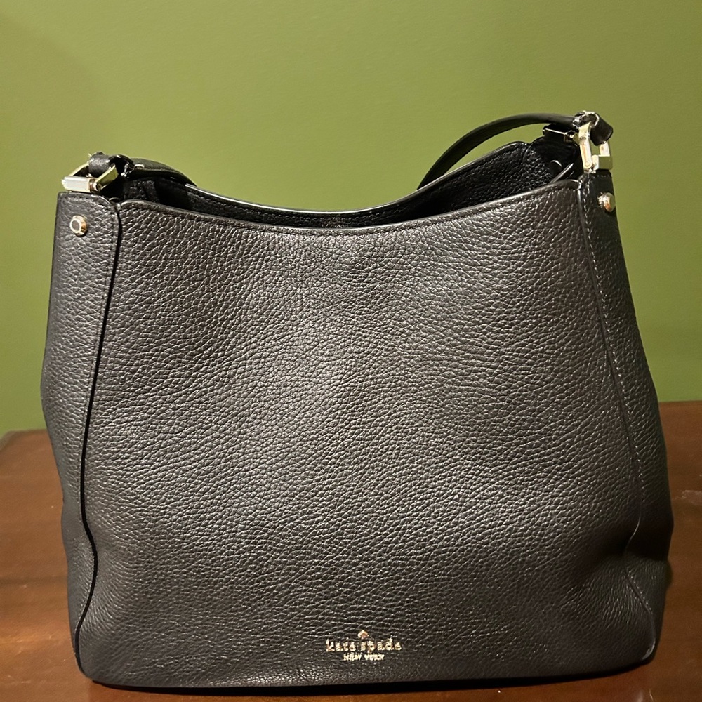 Kate Spade Black Leila Medium Leather Hobo Bag